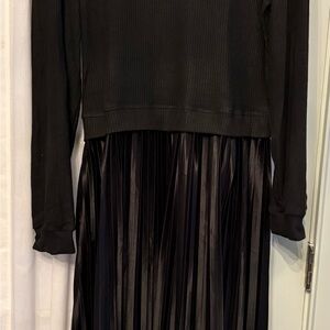 Super Comfy Sweater Dress Black Ribbed Top with Pleated Skirt never worn!!!